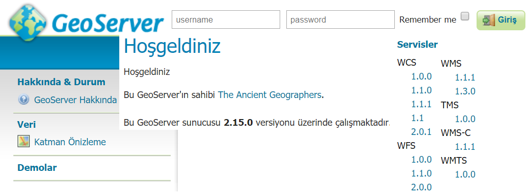 Geoserver Anasayfa