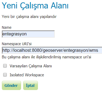 Çalışma Alanı Ekle