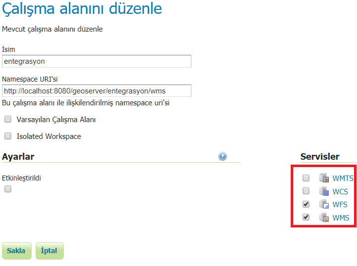 Çalışma Alanı Düzenleme