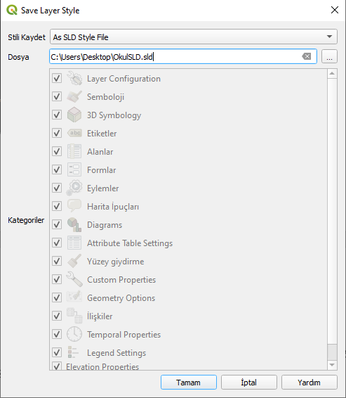 QGIS Stil Kaydet