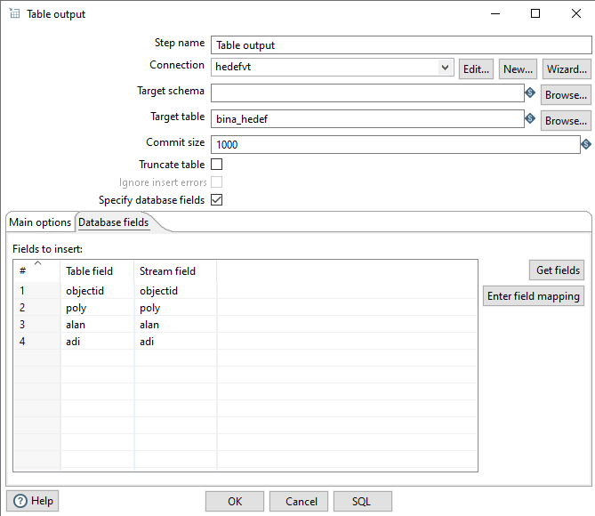 Table Output